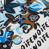 フェンディ マキシラッピー 花 フラワー モチーフ スカーフ FXT021 ホワイト ブルー シルク レディース FENDI 【中古】